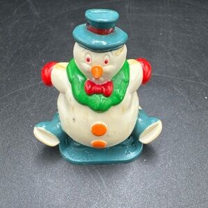 Vtg 1996 Hardee's Christmas Snowman Figurine With Rolling Stamp In Base